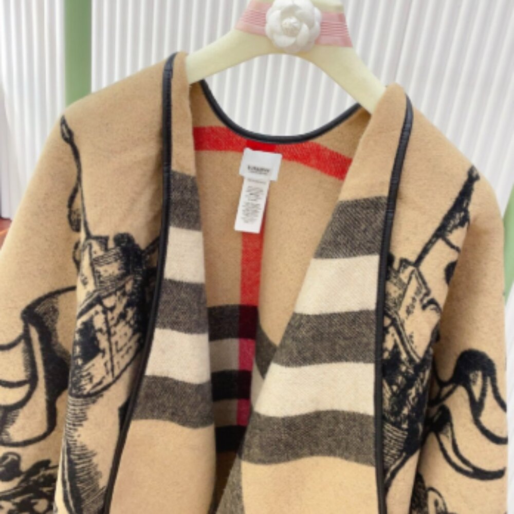 Burberry Cape Pashmina Check Cashmere Womens Beige - Picture 5 of 6